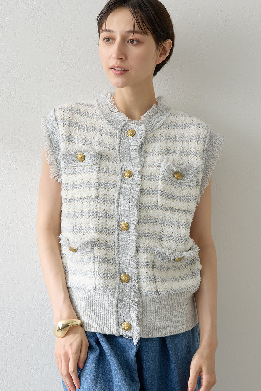 Whim Gazette ツィードニットジレ (グレー, F) ウィム ガゼット ELLE SHOP Whim Gazette ツィードニットジレ (グレー, F) ウィム ガゼット ELLE SHOP