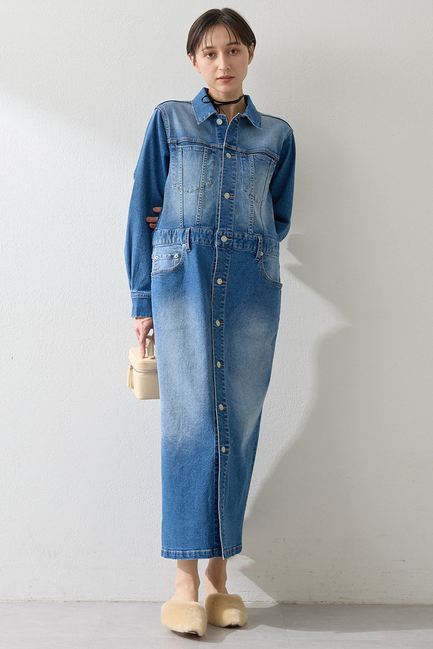 Whim Gazette ストレッチデニムワンピース (インディゴブルー, F) ウィム ガゼット ELLE SHOP Whim Gazette ストレッチデニムワンピース (インディゴブルー, F) ウィム ガゼット ELLE SHOP