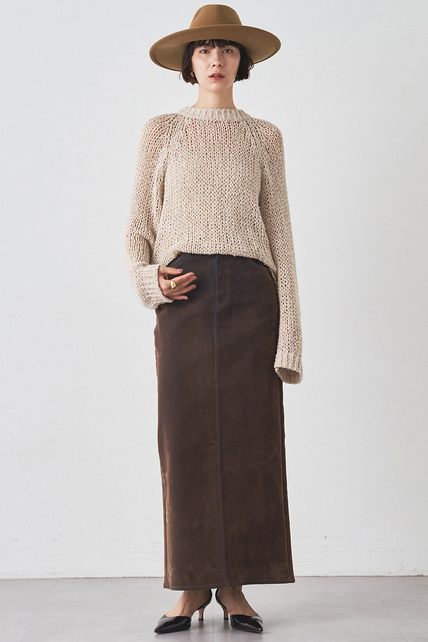 Whim Gazette デニムフロッキースリットスカート (ブラウン, 36) ウィム ガゼット ELLE SHOP Whim Gazette デニムフロッキースリットスカート (ブラウン, 36) ウィム ガゼット ELLE SHOP
