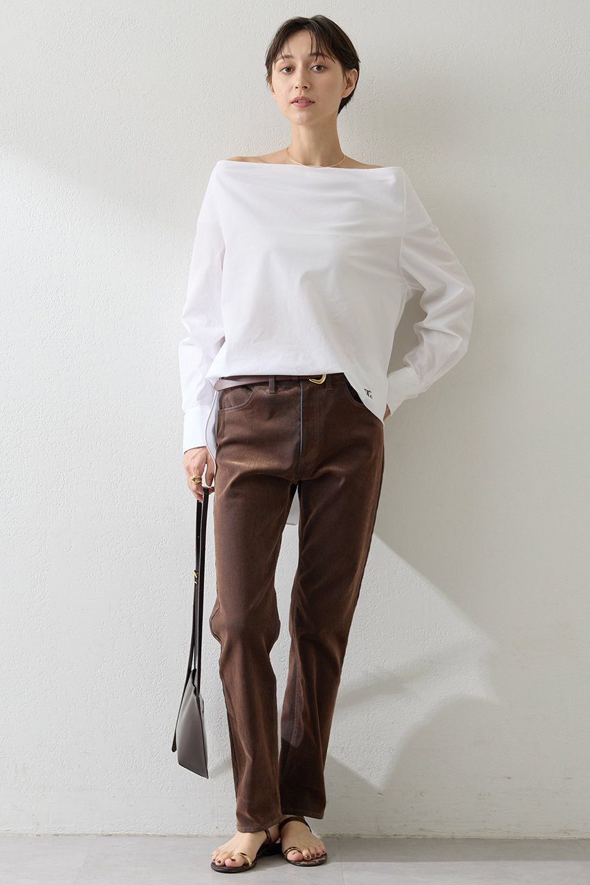 Whim Gazette デニムフロッキースキニーパンツ (ブラウン, 38) ウィム ガゼット ELLE SHOP Whim Gazette デニムフロッキースキニーパンツ (ブラウン, 38) ウィム ガゼット ELLE SHOP