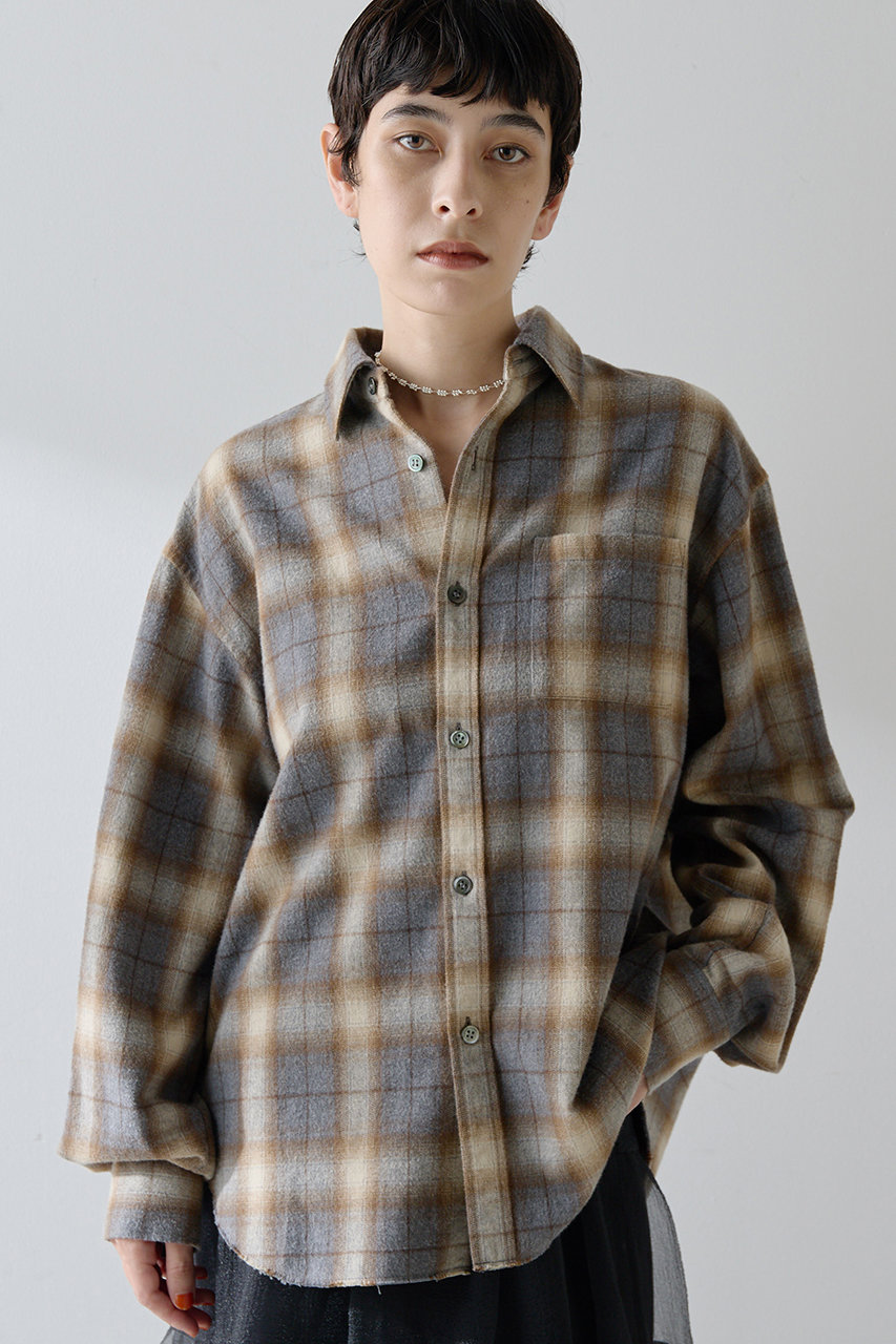 Whim Gazette シャギーチェックシャツ (グレー, F) ウィム ガゼット ELLE SHOP Whim Gazette シャギーチェックシャツ (グレー, F) ウィム ガゼット ELLE SHOP