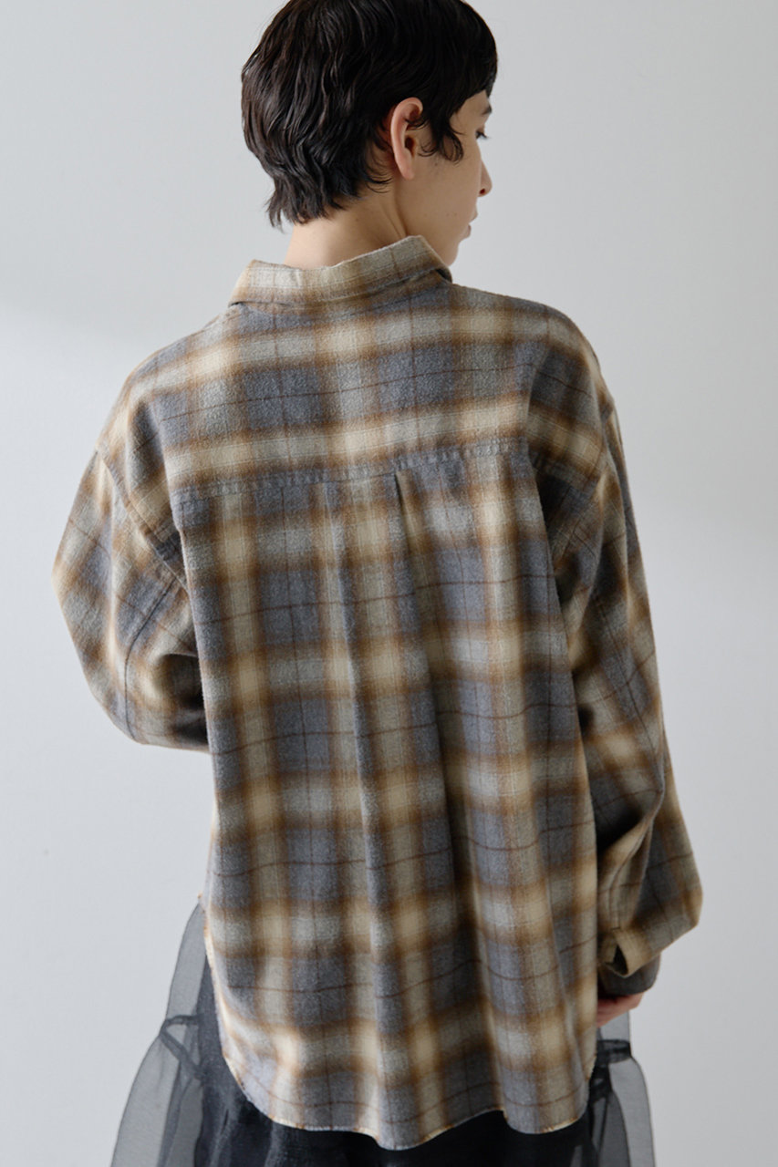 Whim Gazette(ウィム ガゼット)｜シャギーチェックシャツ/グレー の