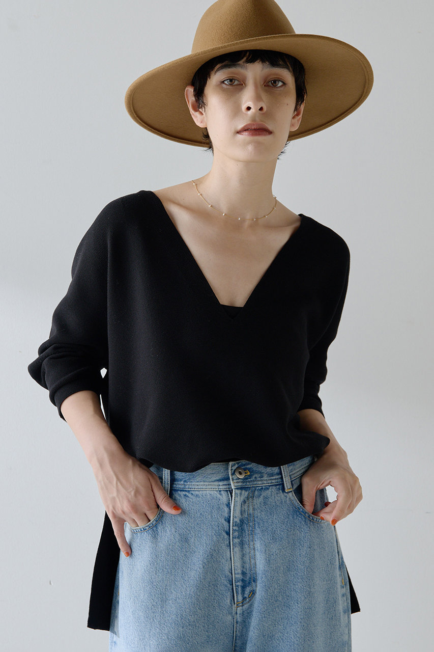 Whim Gazette(ウィム ガゼット)｜深Vスリットニットプルオーバー