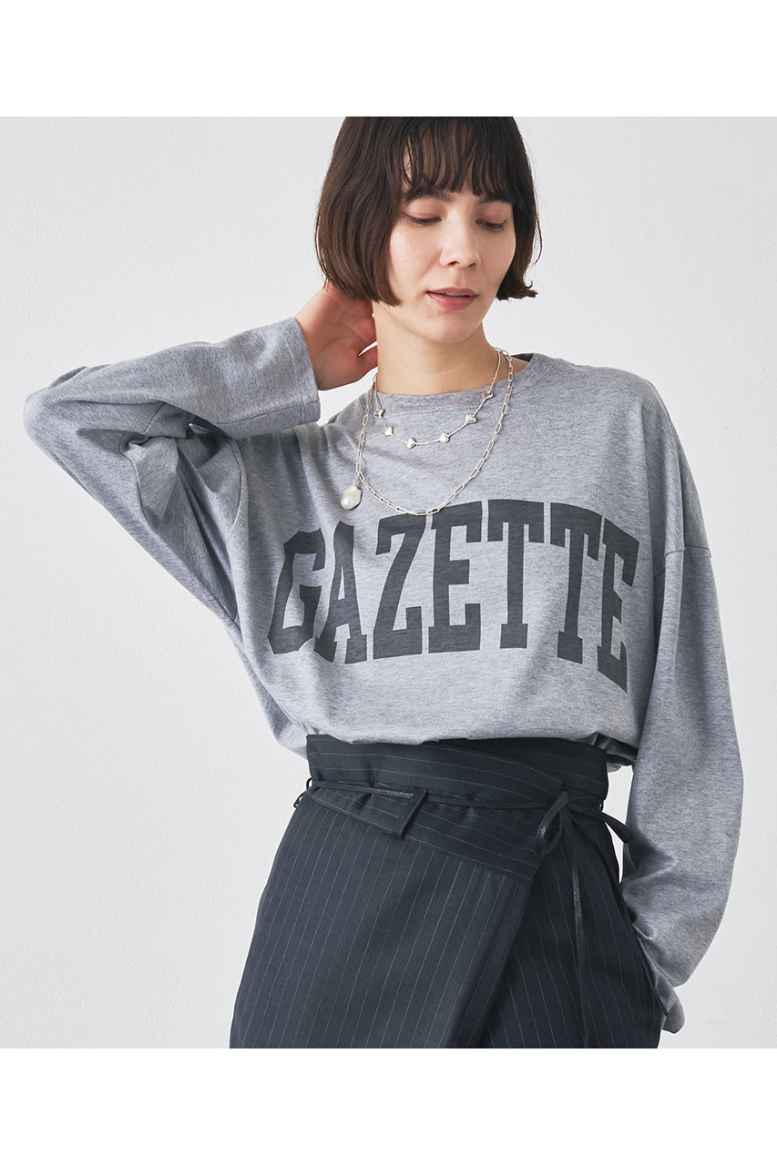 ウィム ガゼット/Whim GazetteのGAZETTEロングTシャツ(ライトグレー/WGZ1052306A0002)