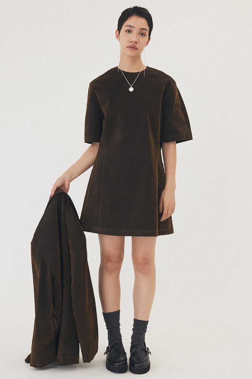 Whim Gazette 【THE PAUSE】フロッキーデニムミニワンピース (ブラウン, F) ウィム ガゼット ELLE SHOP Whim Gazette 【THE PAUSE】フロッキーデニムミニワンピース (ブラウン, F) ウィム ガゼット ELLE SHOP