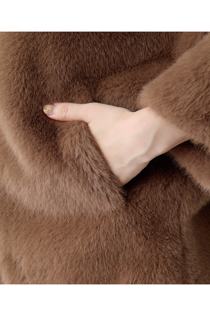 新品 ウィムガゼット エコファー コート ブラウン フェイクファー ジャケット Whim Gazette（ウィム ガゼット） コート アウター ミンクフェイク