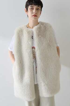 Whim Gazette シャギーニットジレ ベビーピンク Whim Gazette シャギーニットジレ ベビーピンク