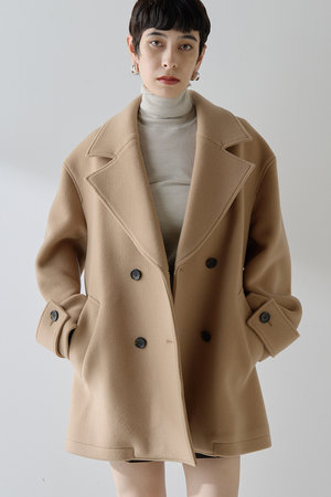 【※梅子】ella selectshop ショートアウター スタンドカラーショートコートgray,ecru | ok.soon
