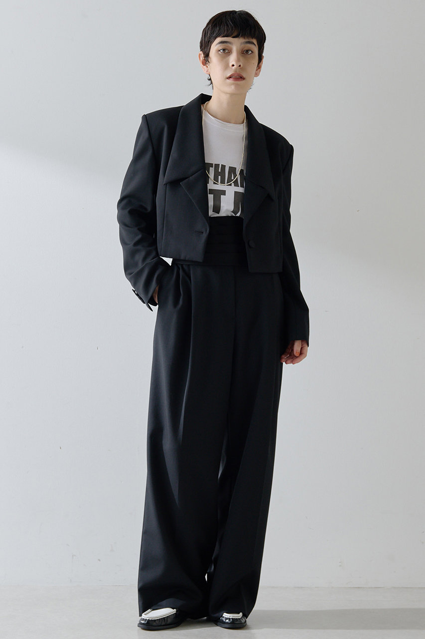 Whim Gazette(ウィム ガゼット)｜カマーベルトタックパンツ/ブラック