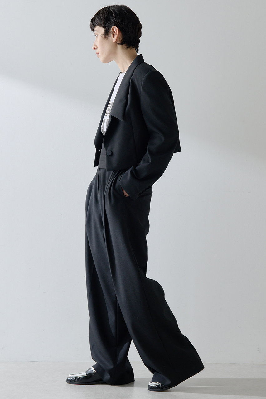 Whim Gazette(ウィム ガゼット)｜カマーベルトタックパンツ/ブラック