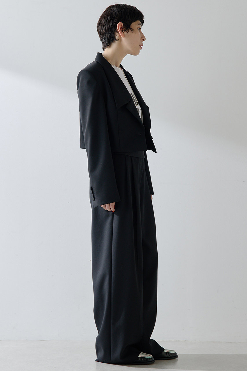 Whim Gazette(ウィム ガゼット)｜カマーベルトタックパンツ/ブラック