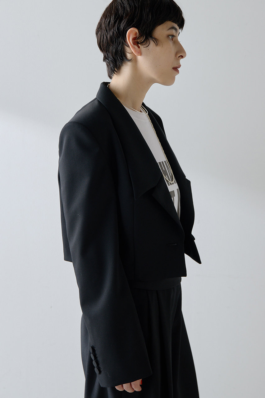 Whim Gazette ブラック テーラードジャケット Whim Gazette(ウィム ガゼット)｜ウールギャバテーラージャケット