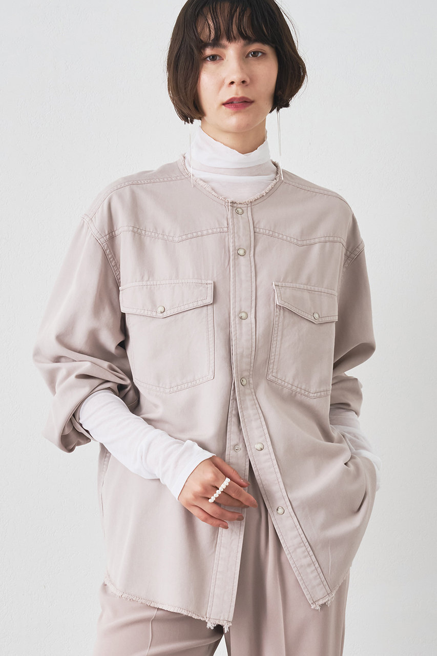 ウィム ガゼット/Whim Gazetteのセイヒンゾメヨーク切替シャツ(ピンクベージュ/WGZ1052104A0001)