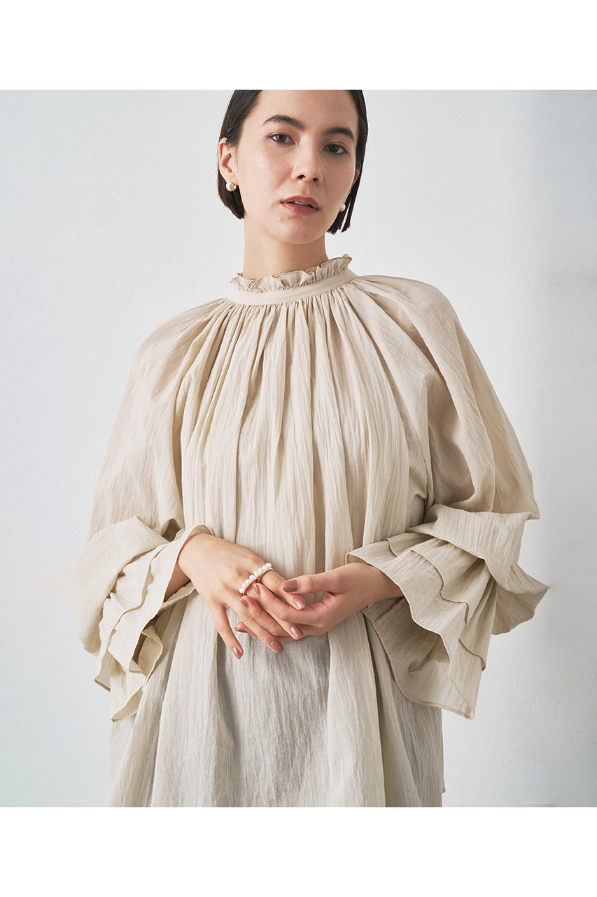 ウィム ガゼット/Whim Gazetteのカフスギャザーブラウス(ライトベージュ/WGZ1052204A0005)
