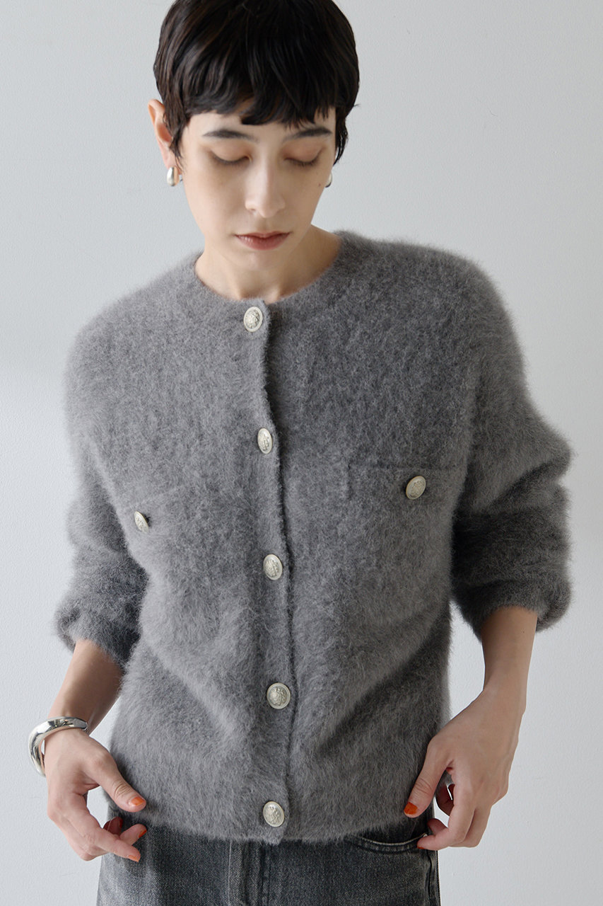 定番人気★ウィムガゼットWhim Gazette ファーボタンジャケット　黒 Whim Gazette(ウィム ガゼット)｜ファーボタンジャケット/グレー の
