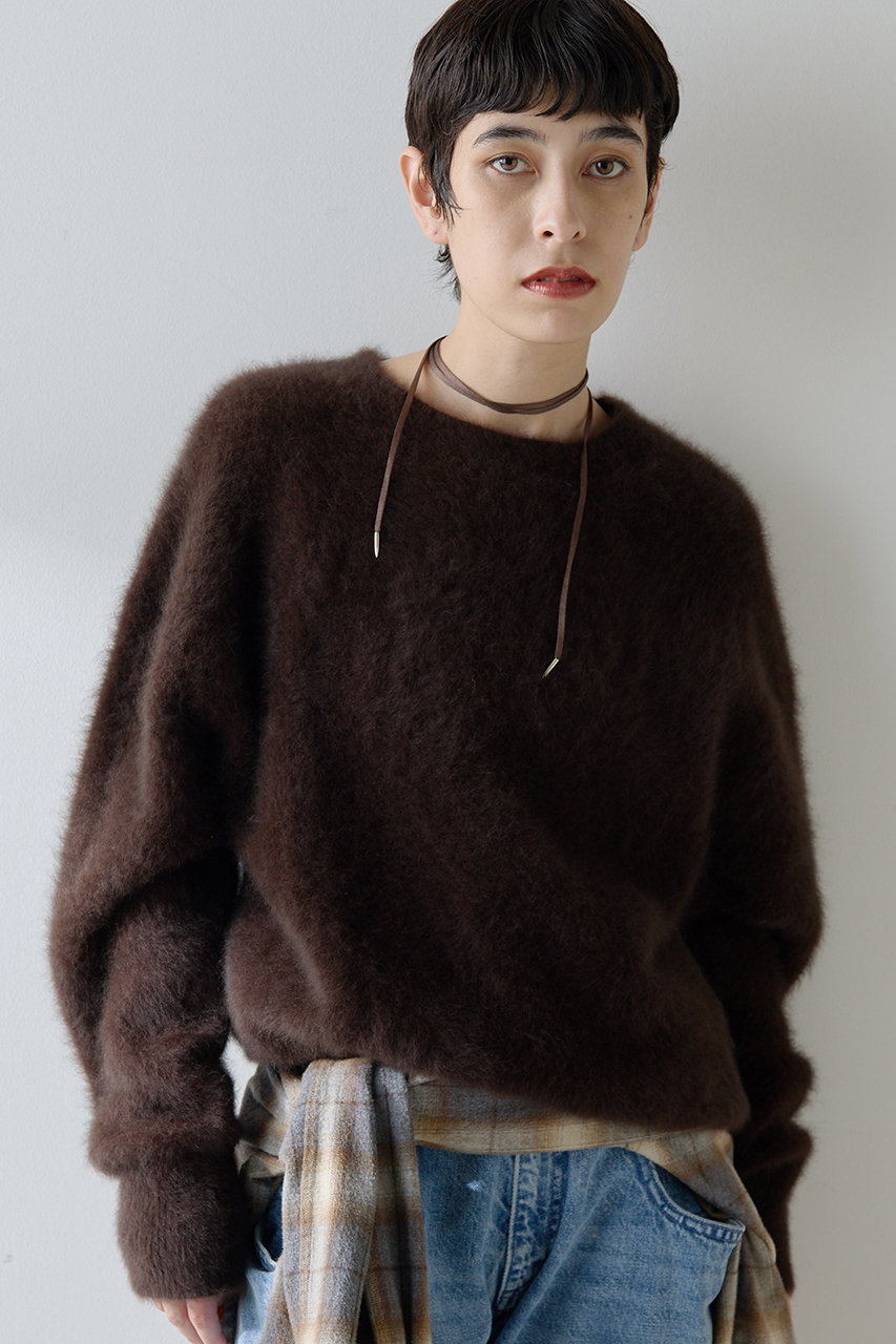 ウィムガゼットWhimGazette ファークルーネックプルオーバー 24AW Whim Gazette(ウィム ガゼット)｜ファークループルオーバー/ブラウン