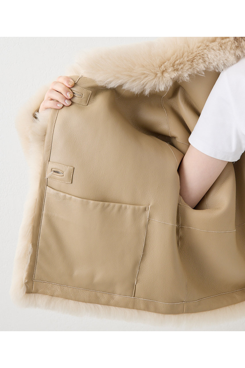 ウィムガゼット　LOU ANDREA フードファーコート ベージュ　今期 ウィムガゼット LOU ANDREA フードファーコート ベージュ 今期