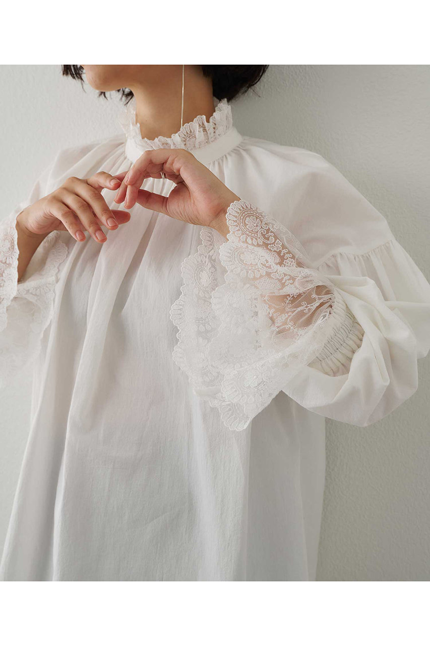 【美品】ウィムガゼット　洗える　レースギャザーブラウス　コットン　2024AW レースギャザーブラウス | Whim Gazette(ウィム ガゼット)レディース