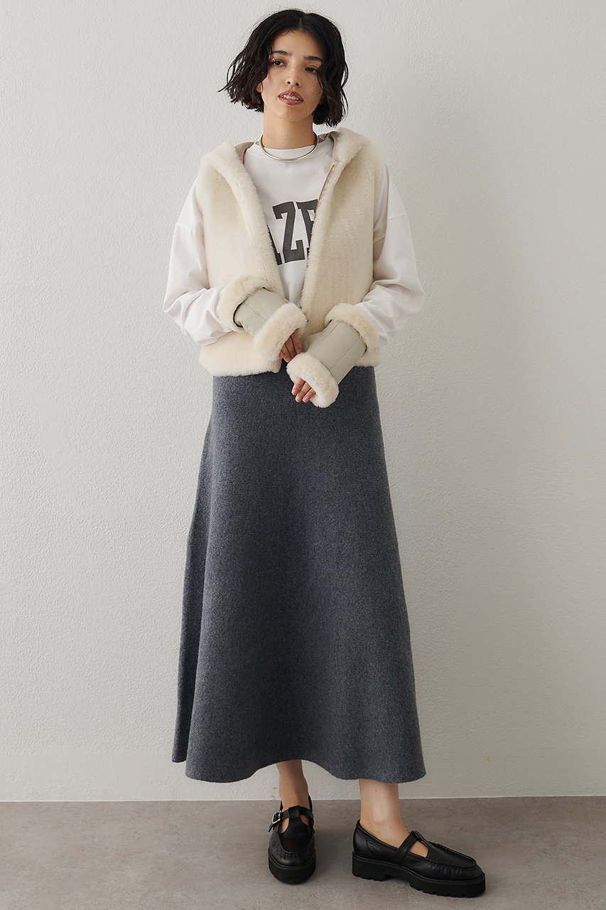 Whim Gazette(ウィム ガゼット)｜ニットフレアスカート/グレー の通販