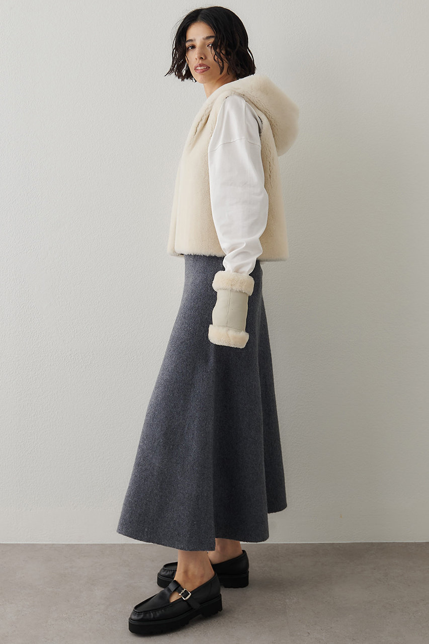 Whim Gazette(ウィム ガゼット)｜ニットフレアスカート/グレー の通販
