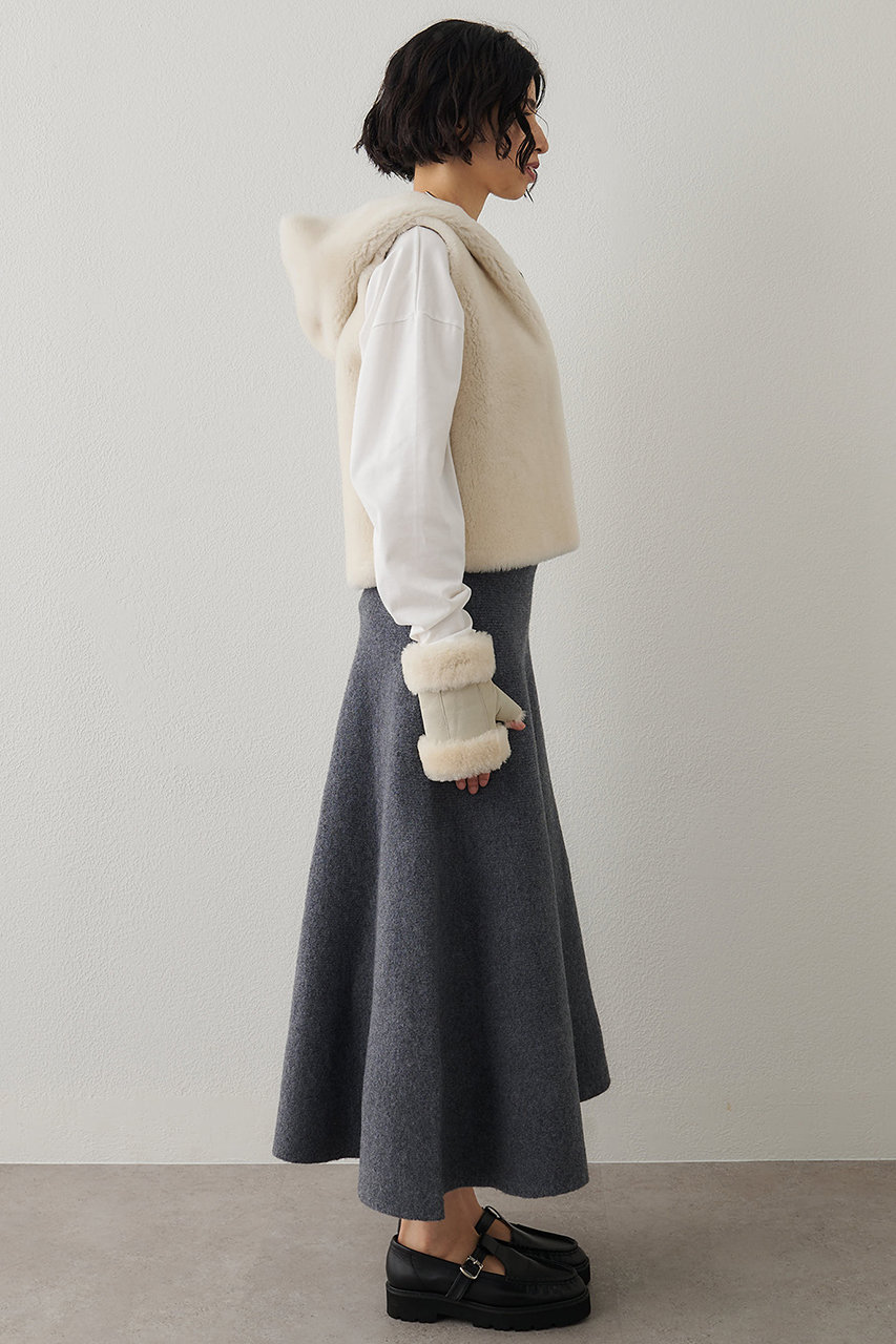 Whim Gazette(ウィム ガゼット)｜ニットフレアスカート/グレー の通販