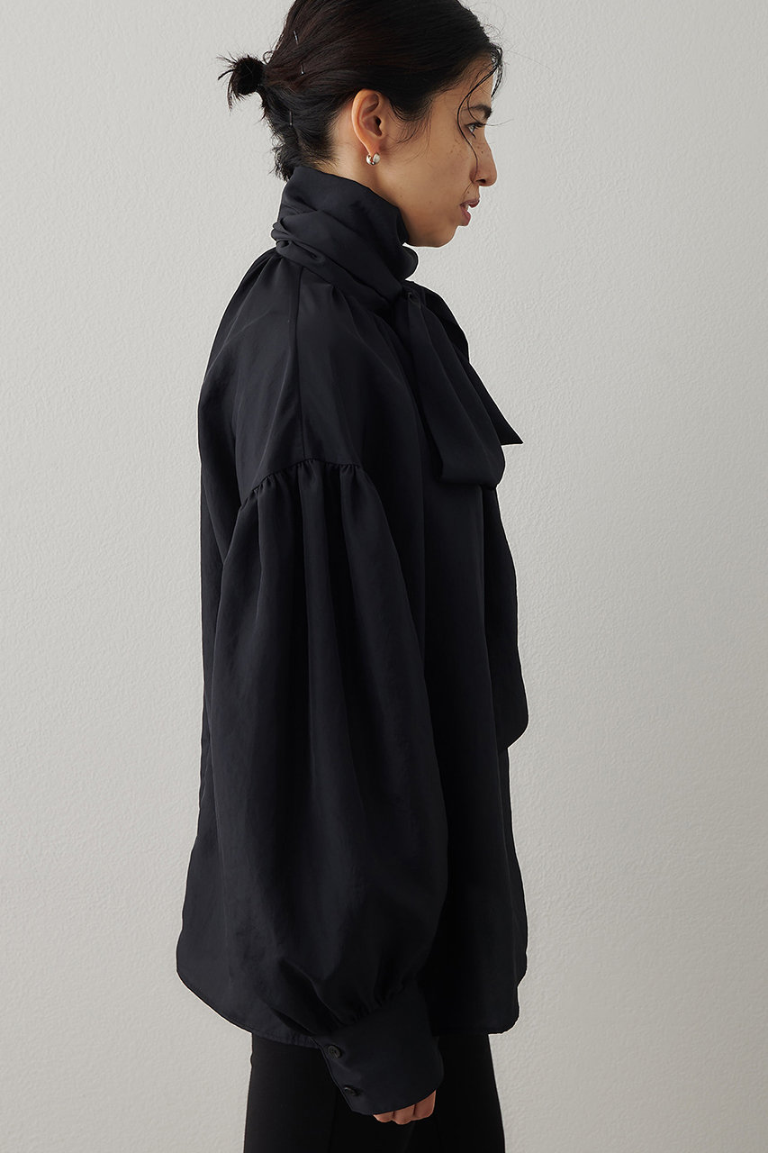 Whim Gazette(ウィム ガゼット)｜シルキーボウタイブラウス/ブラック