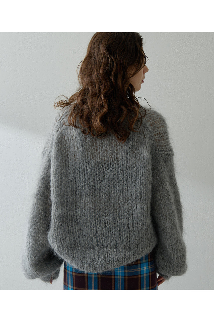 Whim Gazette(ウィム ガゼット)｜ハンドクルーニット/ライトグレー の