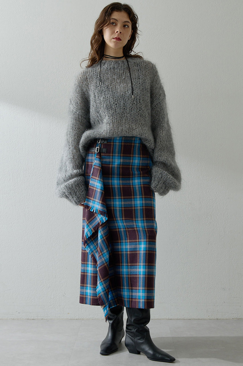 Whim Gazette(ウィム ガゼット)｜ハンドクルーニット/ライトグレー の