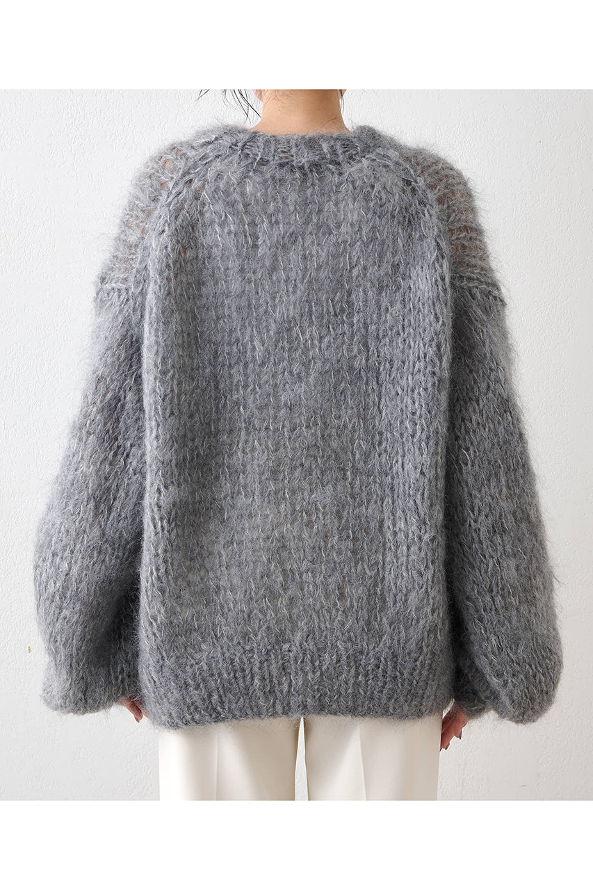 Whim Gazette(ウィム ガゼット)｜ハンドクルーニット/ライトグレー の