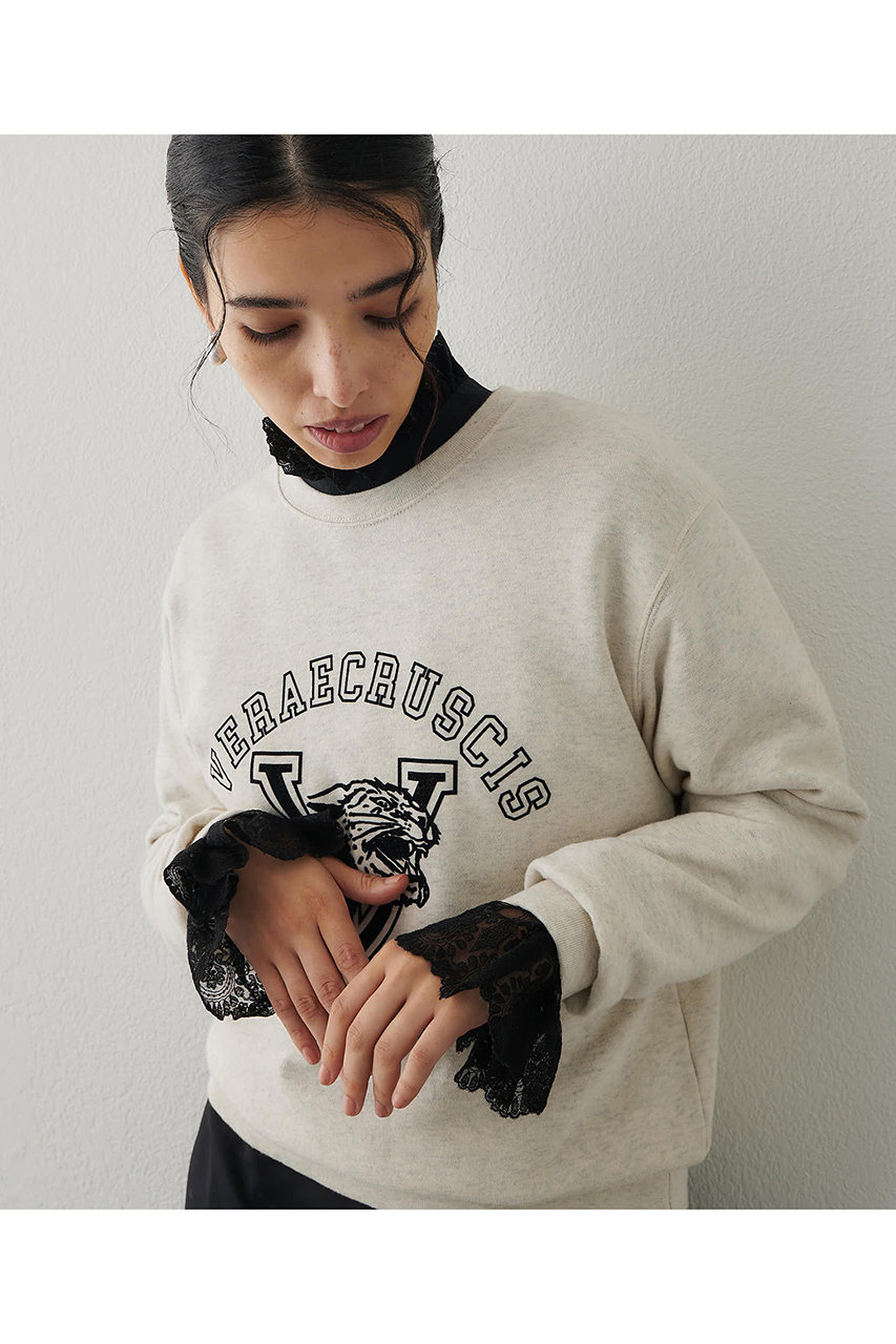 Whim Gazette(ウィム ガゼット)｜ロゴフロッキー裏毛/ライトベージュ