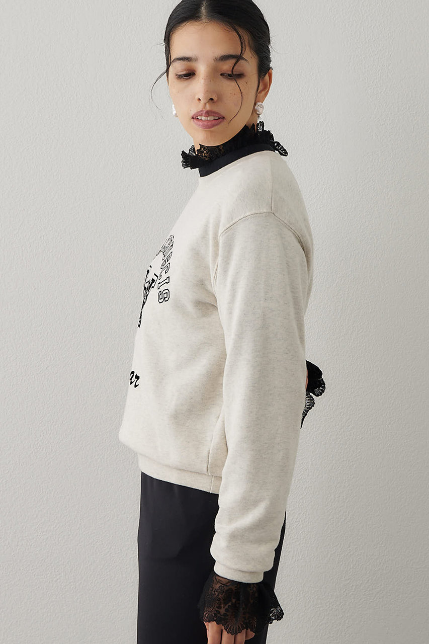 Whim Gazette(ウィム ガゼット)｜ロゴフロッキー裏毛/ライトベージュ