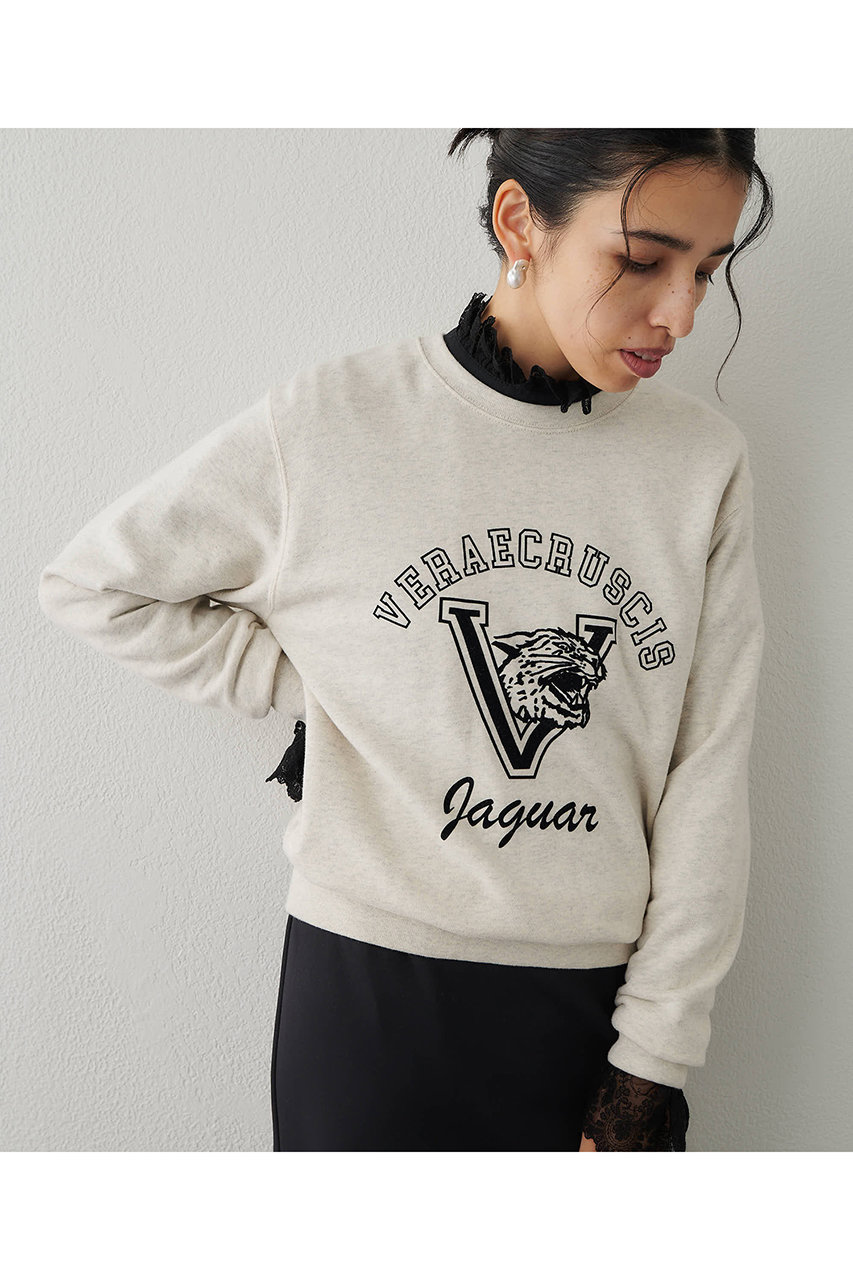 Whim Gazette(ウィム ガゼット)｜ロゴフロッキー裏毛/ライトベージュ