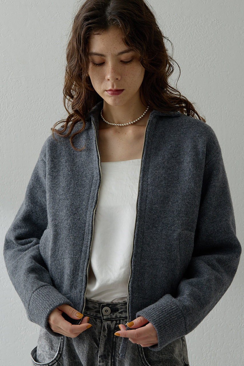 Whim Gazette(ウィム ガゼット)｜ニットブルゾン/グレー の通販