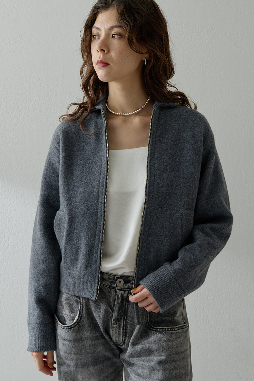 Whim Gazette(ウィム ガゼット)｜ニットブルゾン/グレー の通販
