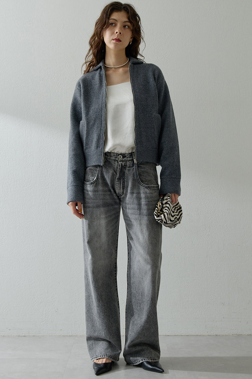 Whim Gazette(ウィム ガゼット)｜ニットブルゾン/グレー の通販