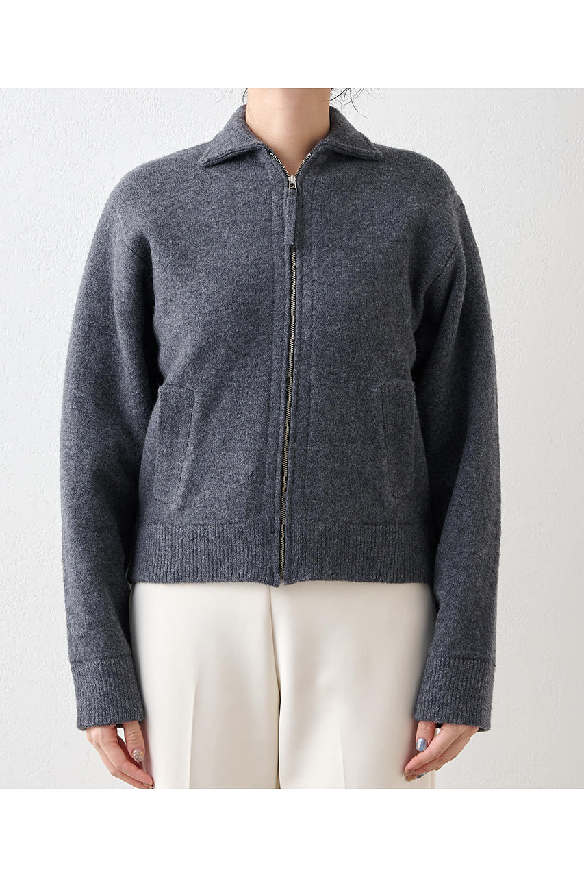 Whim Gazette(ウィム ガゼット)｜ニットブルゾン/グレー の通販