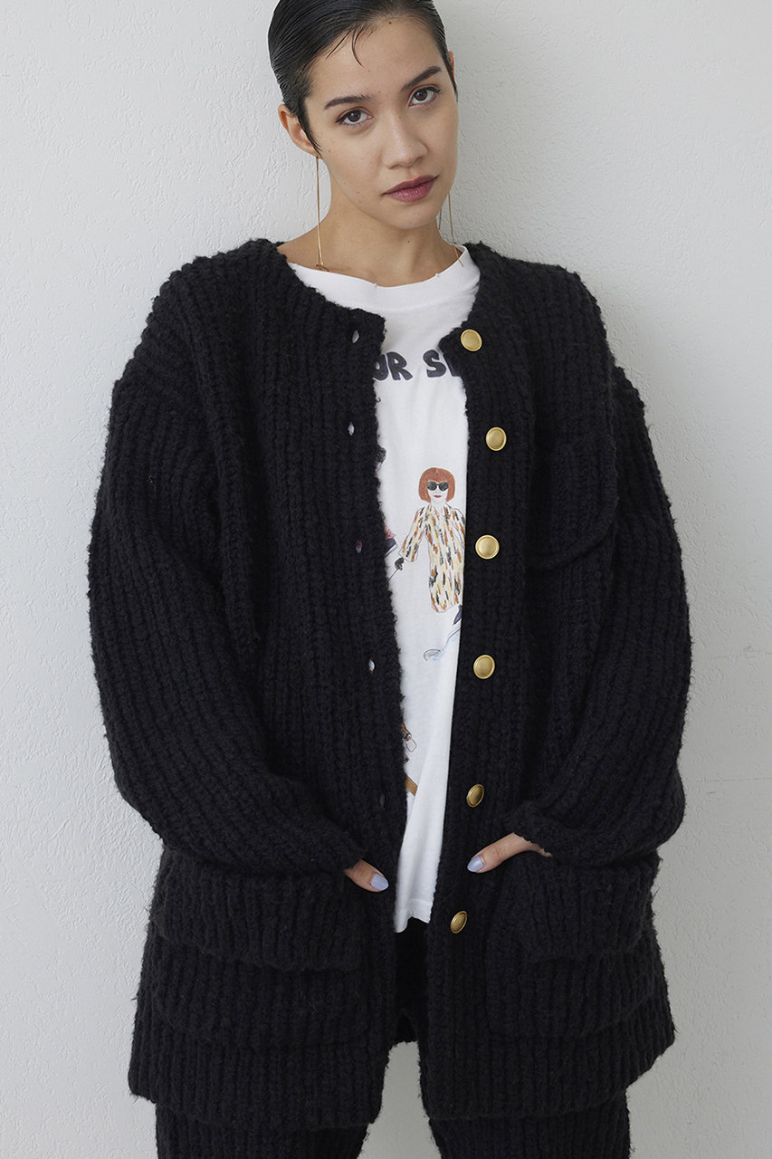 ウィム ガゼット/Whim Gazetteの【THE PAUSE】ニットボタンジャケット(ブラック/WGP1052307A0001)