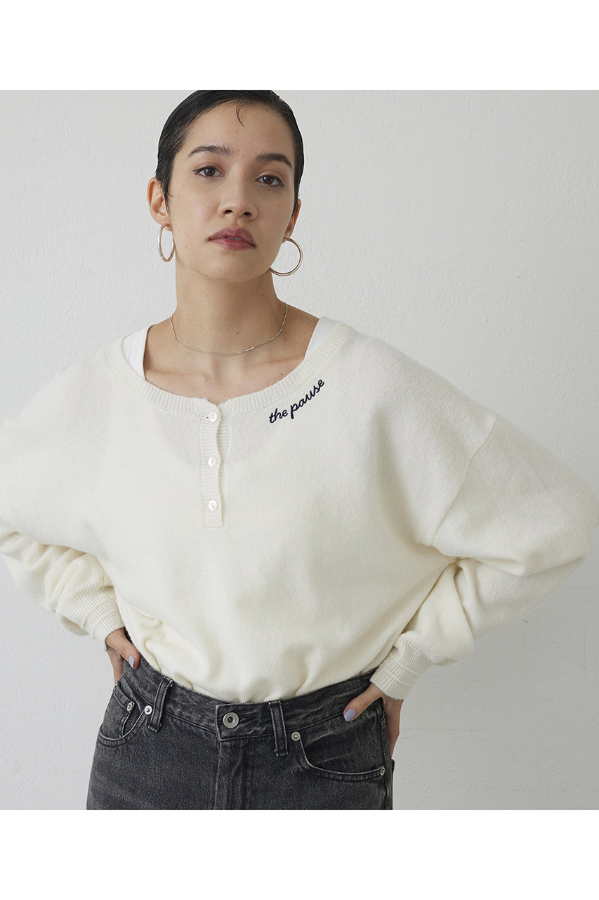 【THE PAUSE】ヘンリーネック刺繍プルオーバー