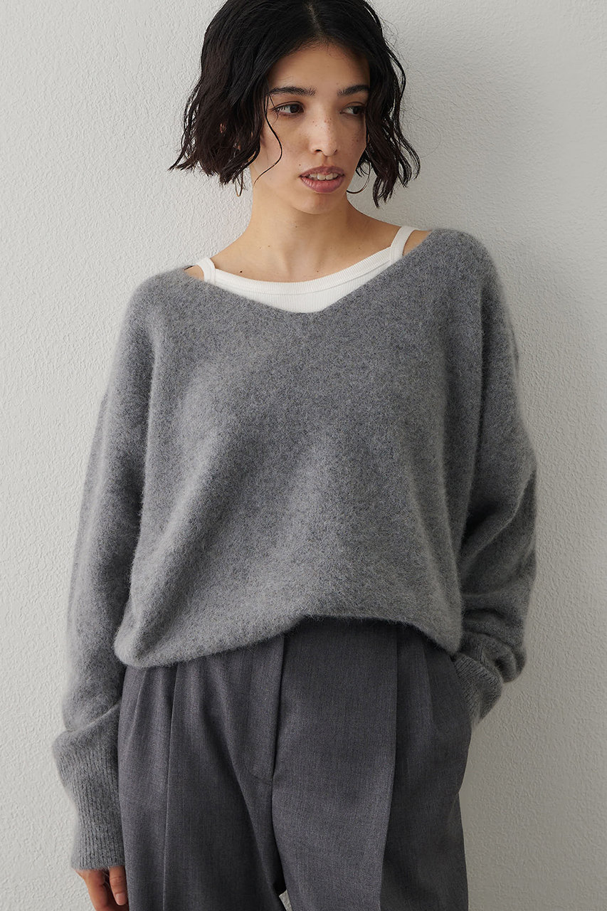 Whim Gazette F/W Vネックプルオーバー (グレージュ, F) ウィム ガゼット ELLE SHOP Whim Gazette F/W Vネックプルオーバー (グレージュ, F) ウィム ガゼット ELLE SHOP