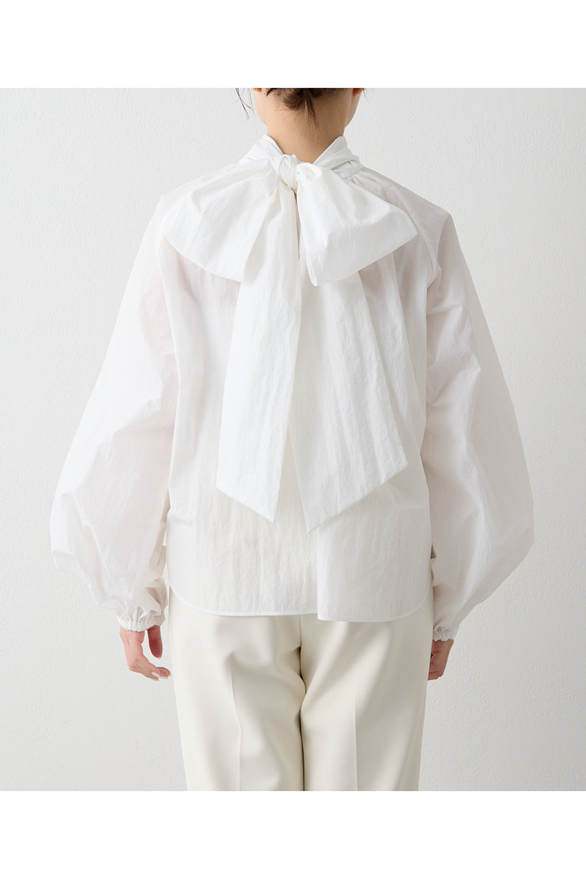 Whim Gazette(ウィム ガゼット)｜ギャザーボウタイブラウス/ホワイト