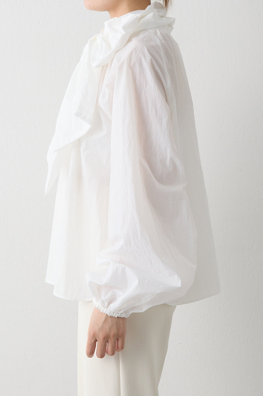 Whim Gazette(ウィム ガゼット)｜ギャザーボウタイブラウス/ホワイト