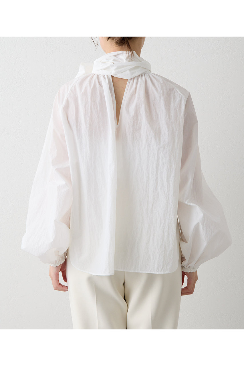 Whim Gazette(ウィム ガゼット)｜ギャザーボウタイブラウス/ホワイト