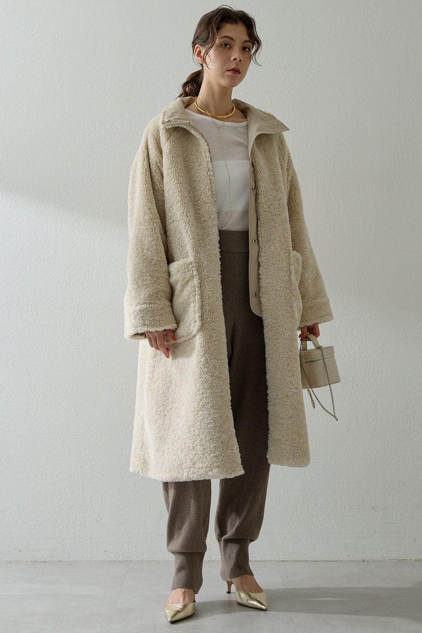 Whim Gazette リバーシブルボアコート (ベージュ, F) ウィム ガゼット ELLE SHOP