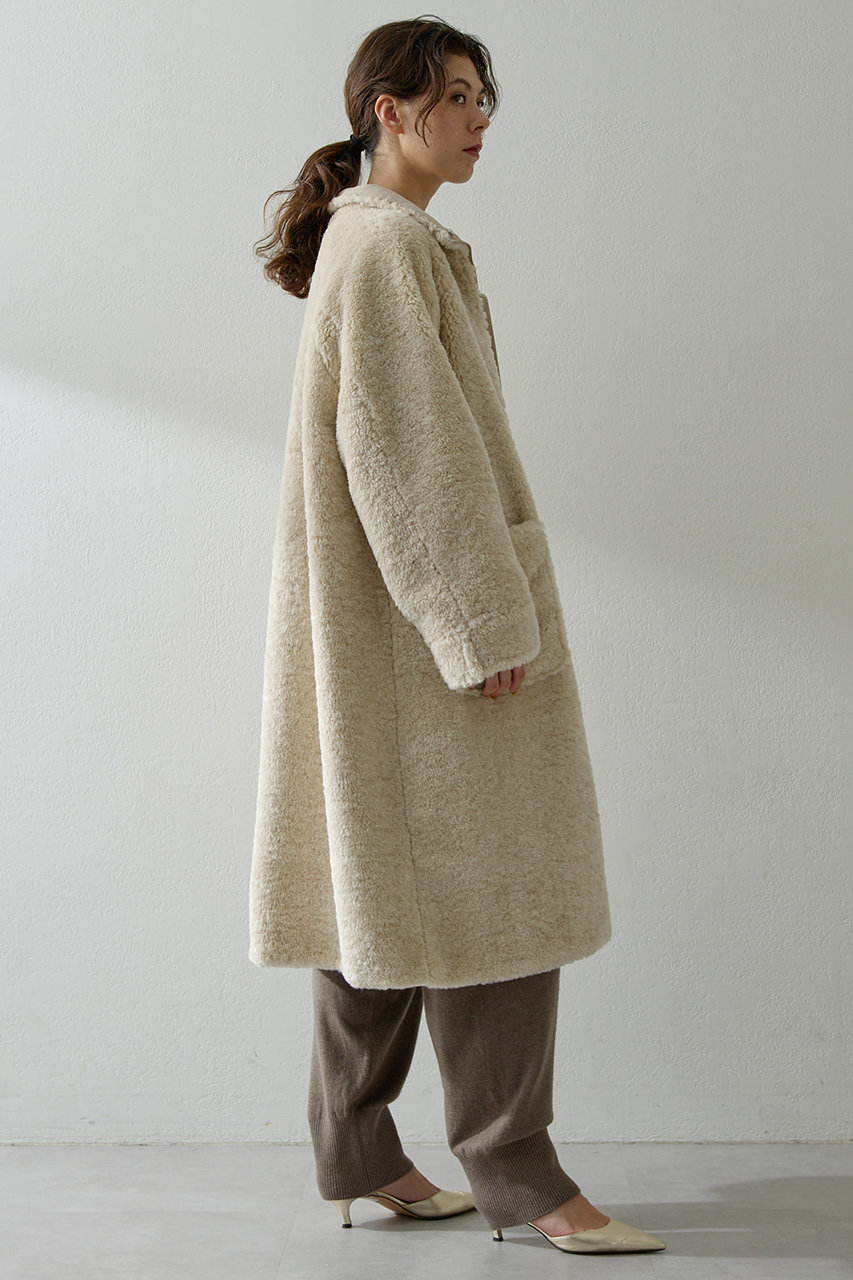 Whim Gazette(ウィム ガゼット)｜リバーシブルボアコート/ベージュ の