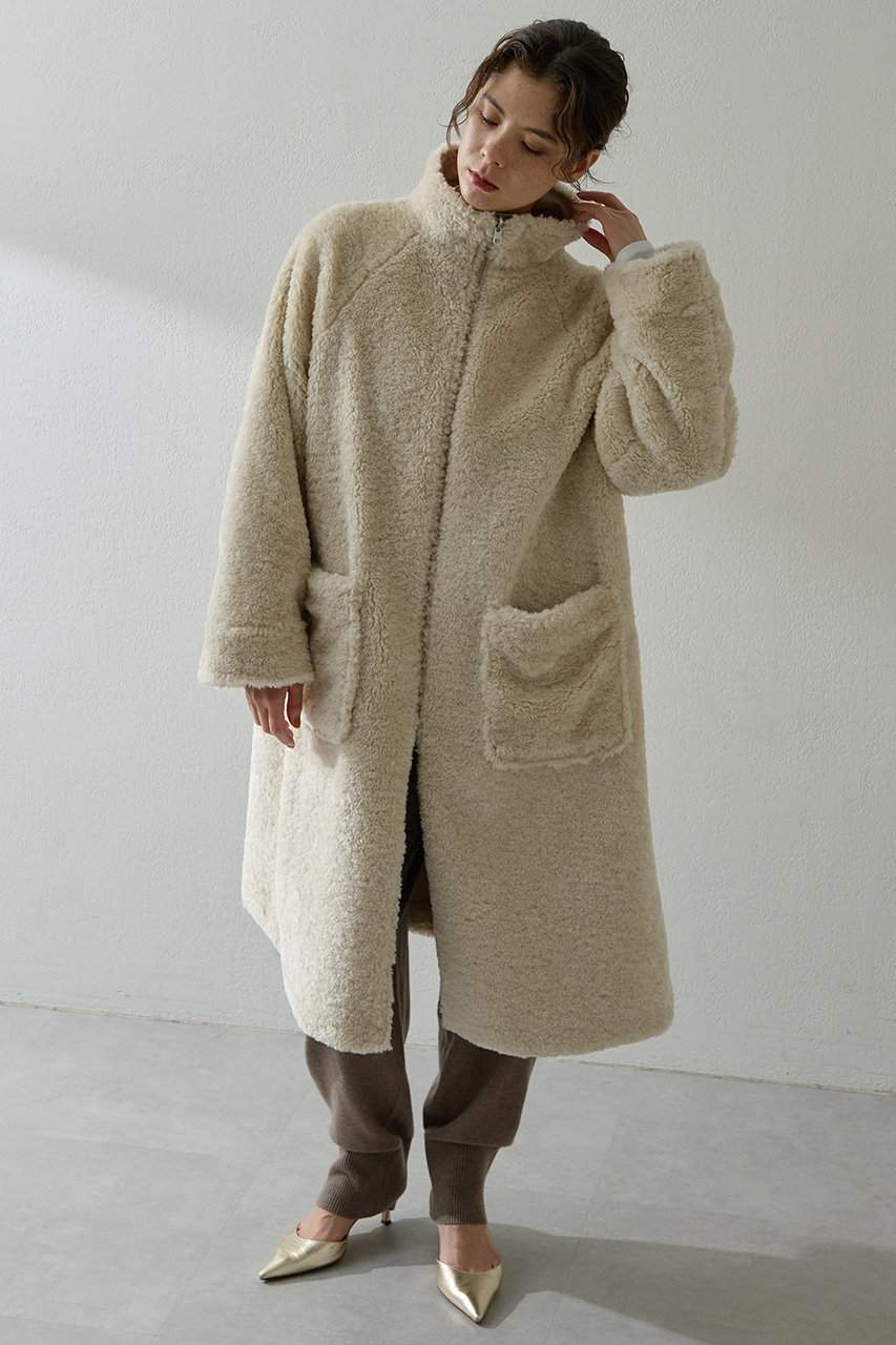 Whim Gazette(ウィム ガゼット)｜リバーシブルボアコート/ベージュ の