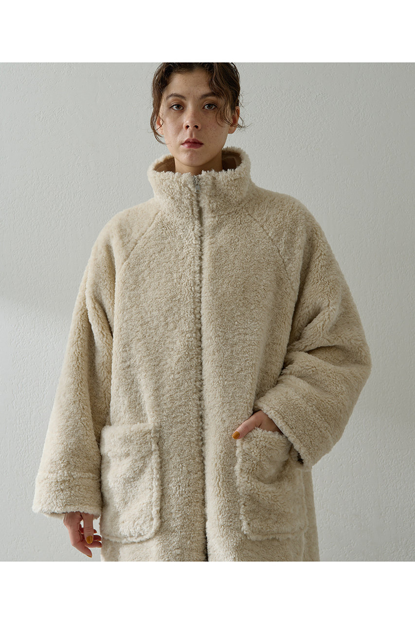 Whim Gazette(ウィム ガゼット)｜リバーシブルボアコート/ベージュ の