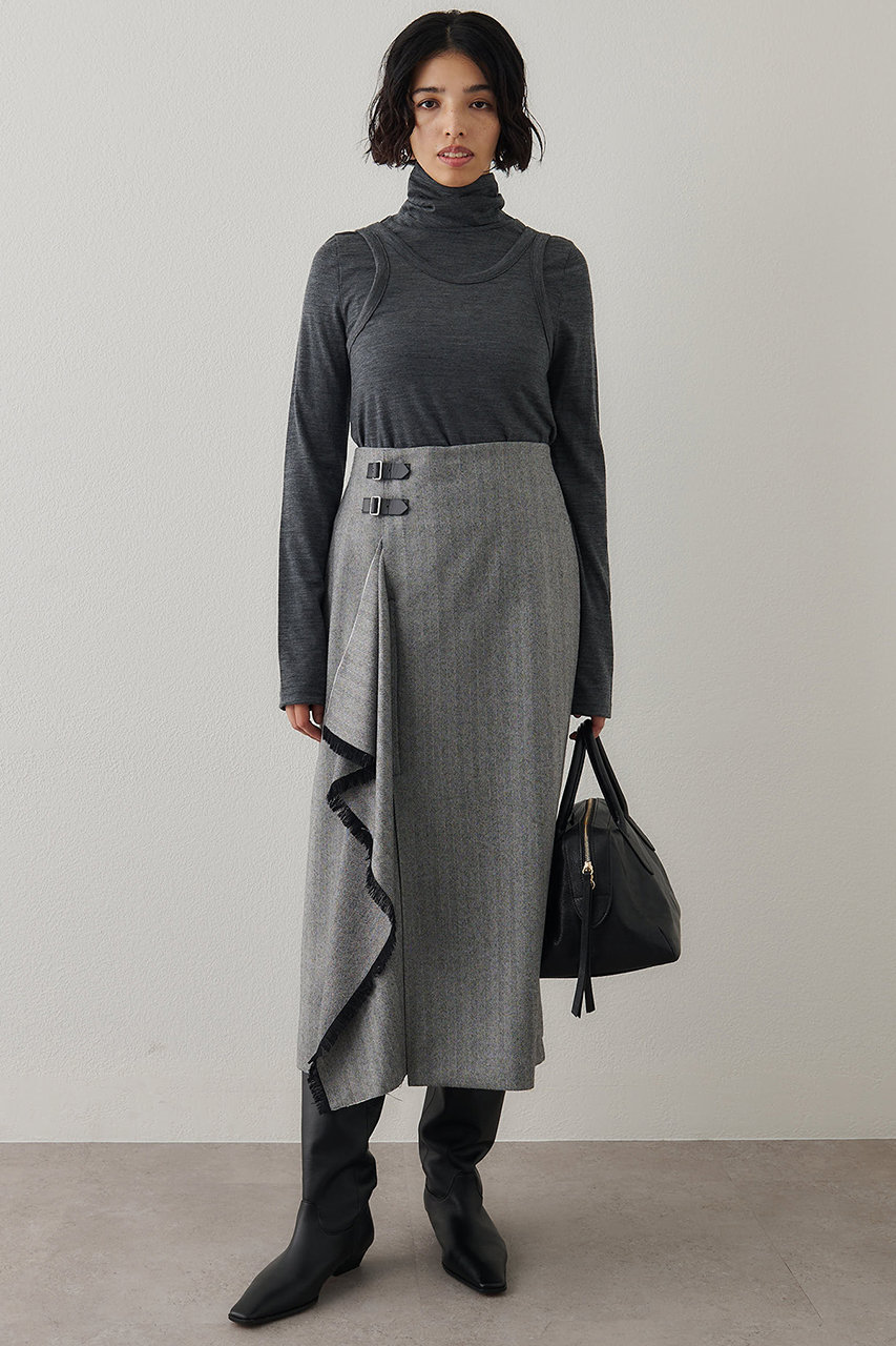 チェックフリンジスカート