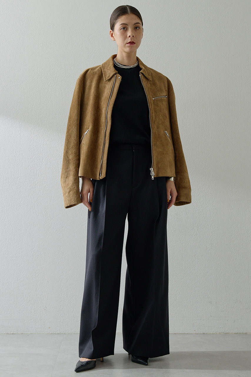 Whim Gazette(ウィム ガゼット)｜ワイドタックパンツ/ブラック の通販