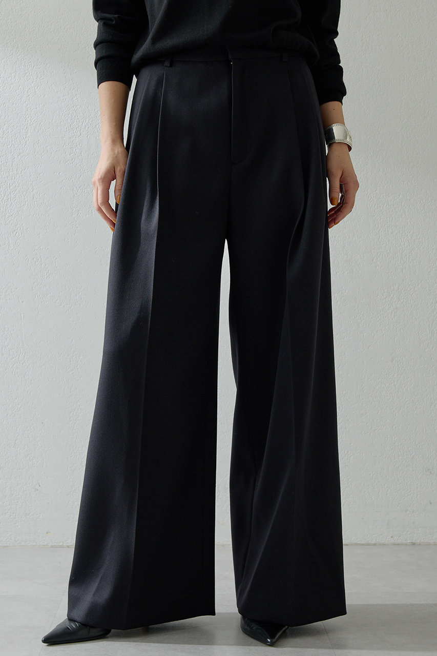 Whim Gazette(ウィム ガゼット)｜ワイドタックパンツ/ブラック の通販