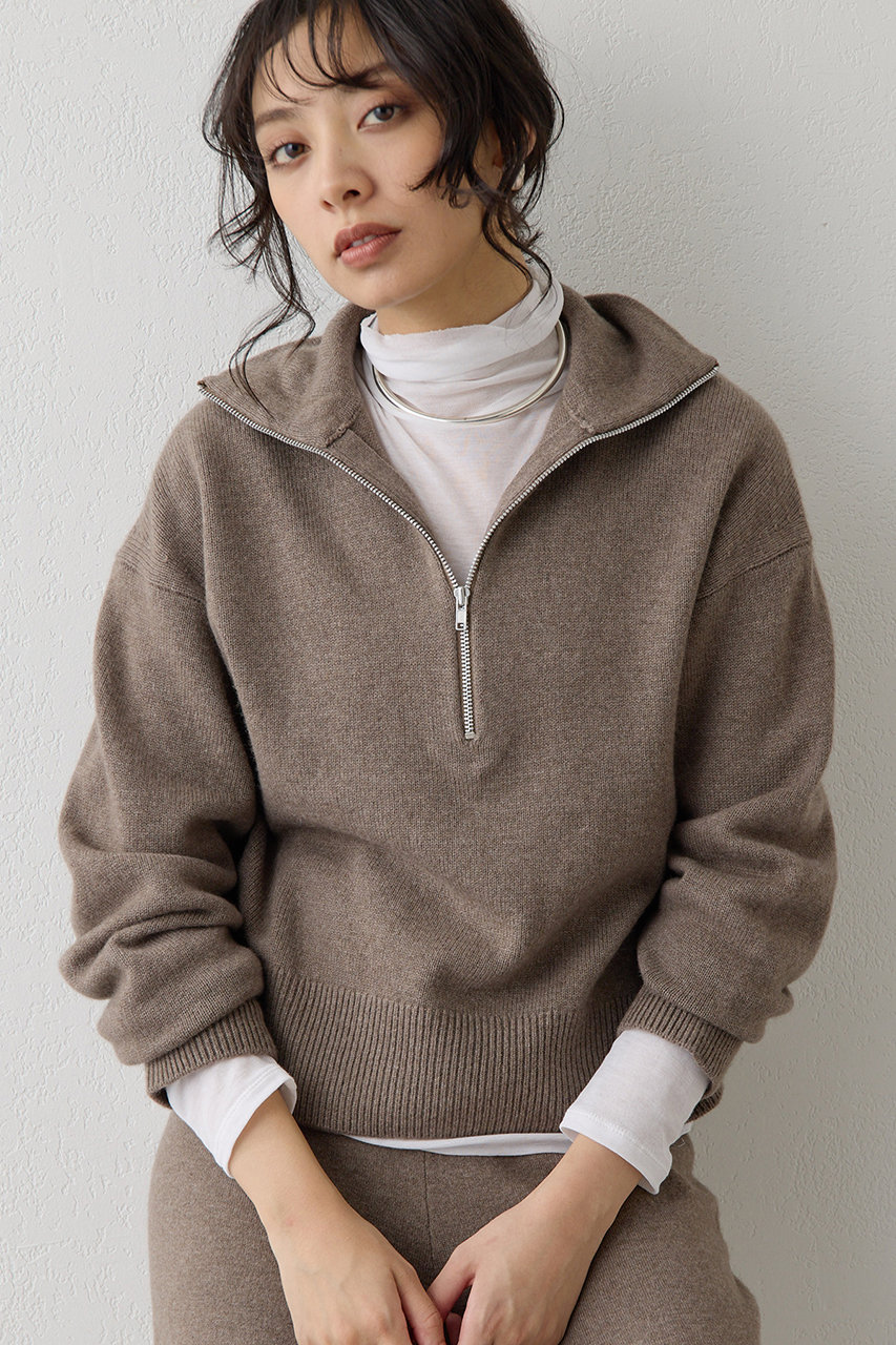 Whim Gazette W/Ca ZIPニットプルオーバー (モカ, F) ウィム ガゼット ELLE SHOP